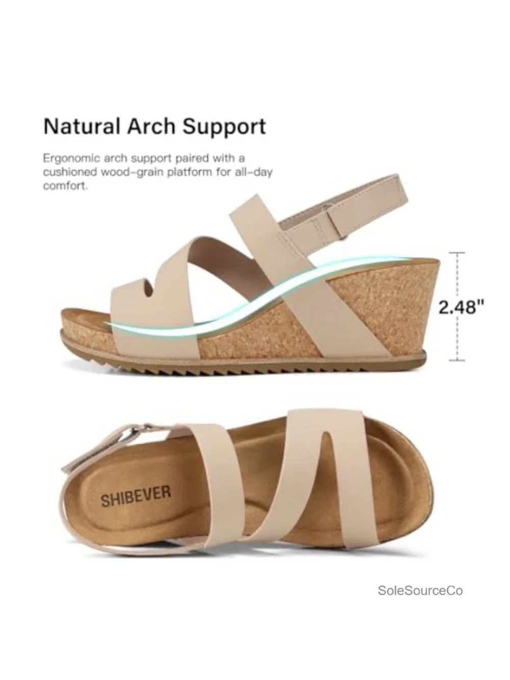 Women's Dressy Cork Platform Wedge Sandals Open Toe PU Leather Ankle Strap